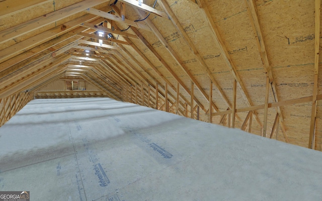 view of unfinished attic