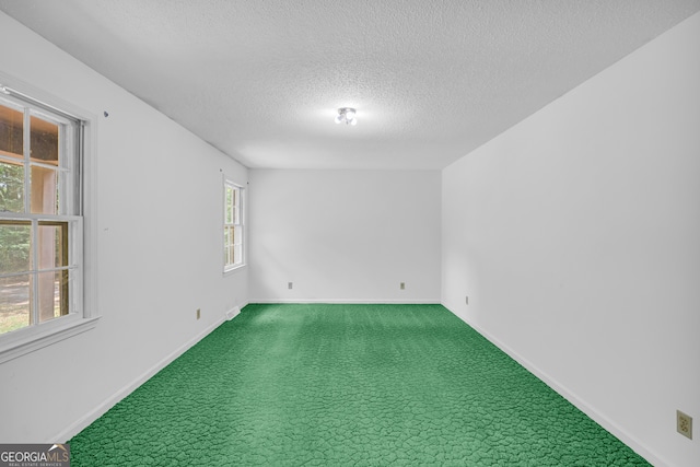 empty room featuring carpet flooring and a textured ceiling