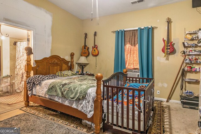 bedroom with carpet