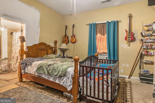 bedroom with cooling unit