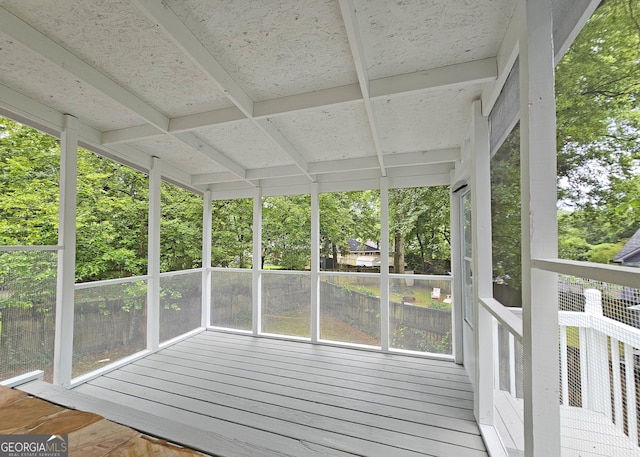 view of unfurnished sunroom