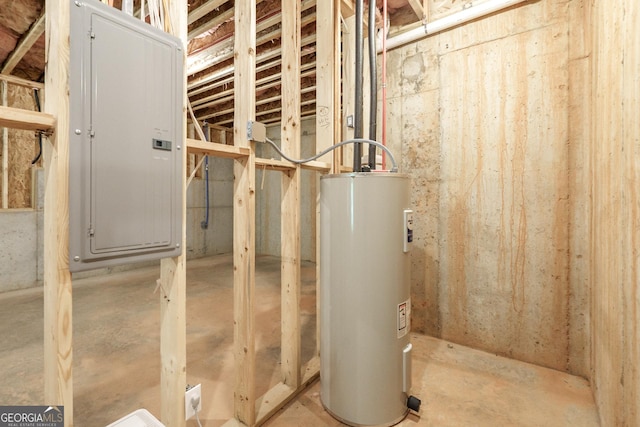 utilities featuring water heater and electric panel