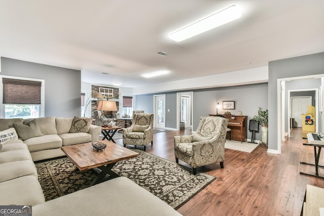 living room featuring hardwood / wood-style flooring