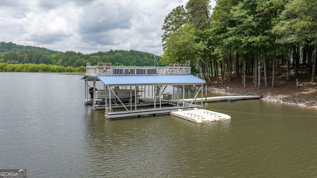 dock area featuring a water view