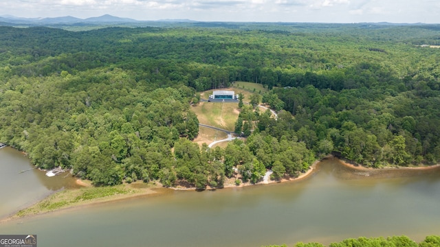 aerial view with a water and mountain view