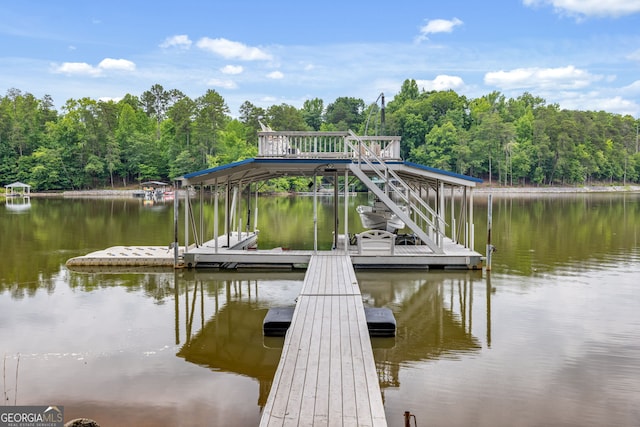 view of dock featuring a water view