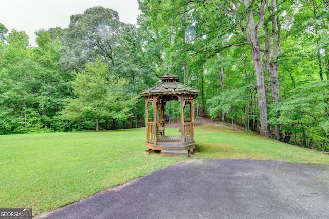 view of yard with a gazebo