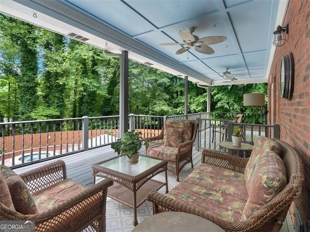 deck with ceiling fan