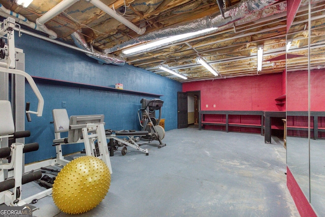 workout area featuring a workshop area