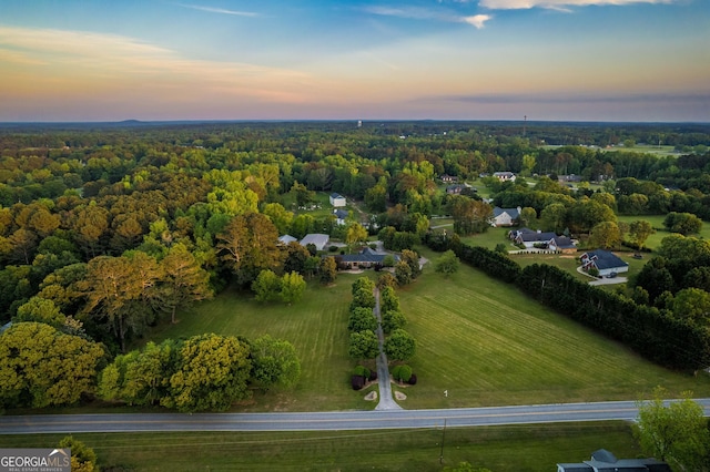 view of aerial view at dusk