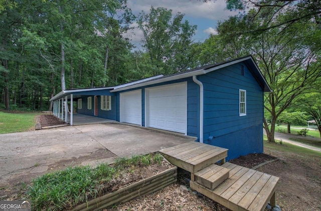 view of garage