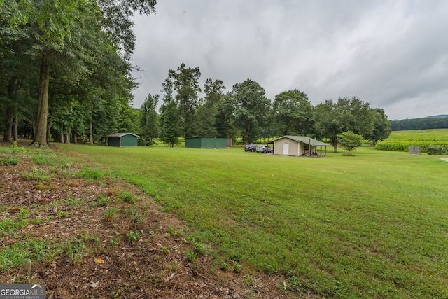 view of yard with an outbuilding