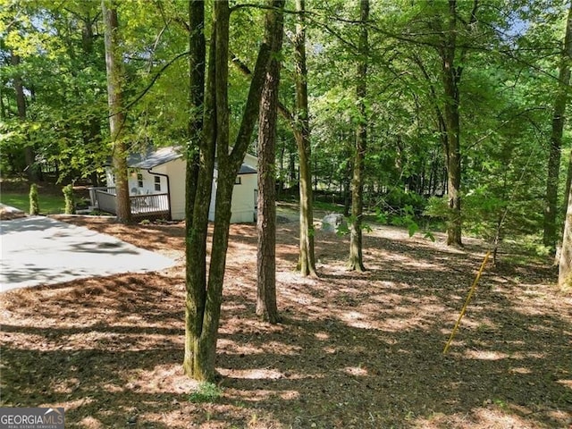 view of yard featuring a wooden deck