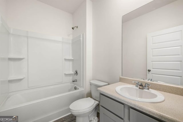 full bathroom with vanity, shower / bathing tub combination, and toilet