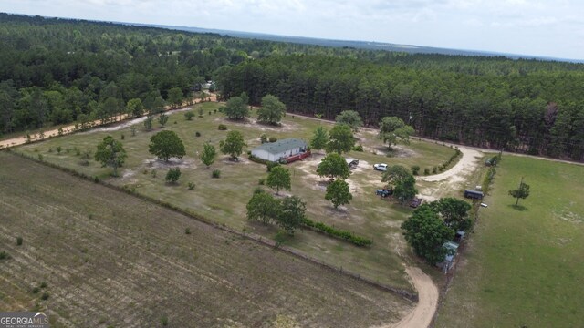 aerial view with a rural view