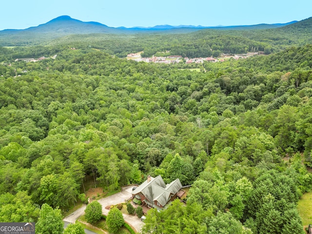 aerial view with a mountain view