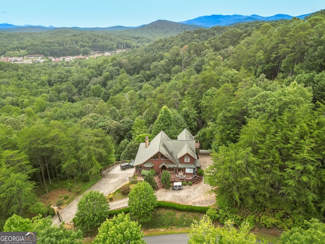 drone / aerial view with a mountain view