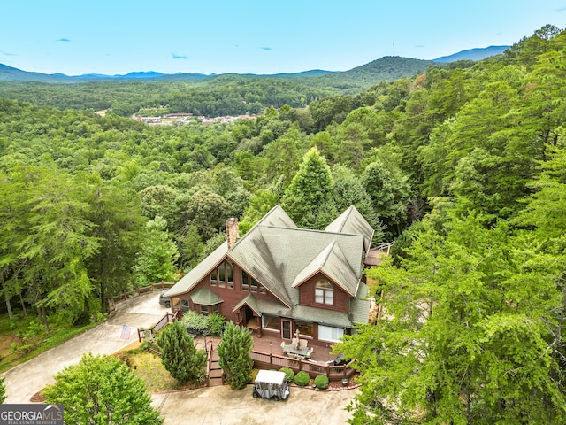 drone / aerial view with a mountain view