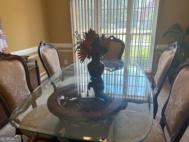 view of carpeted dining room