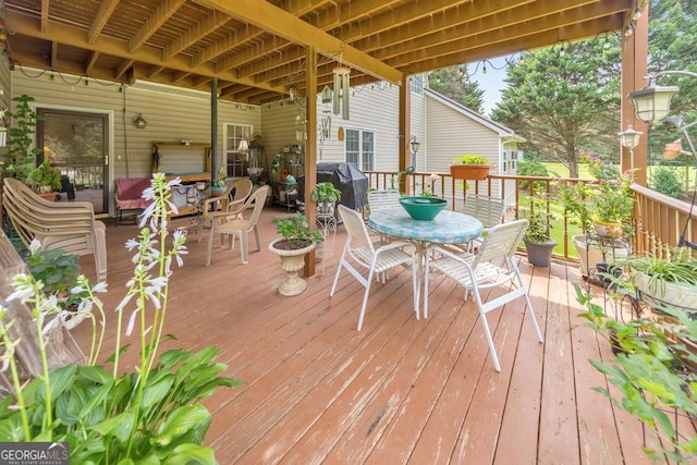 deck featuring area for grilling