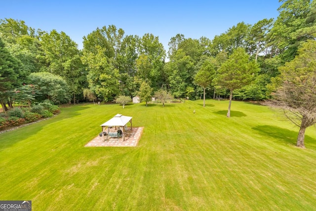 view of yard with a gazebo