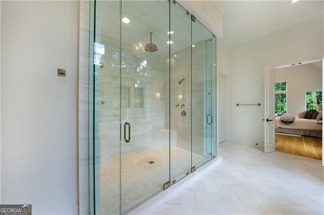 bathroom with an enclosed shower