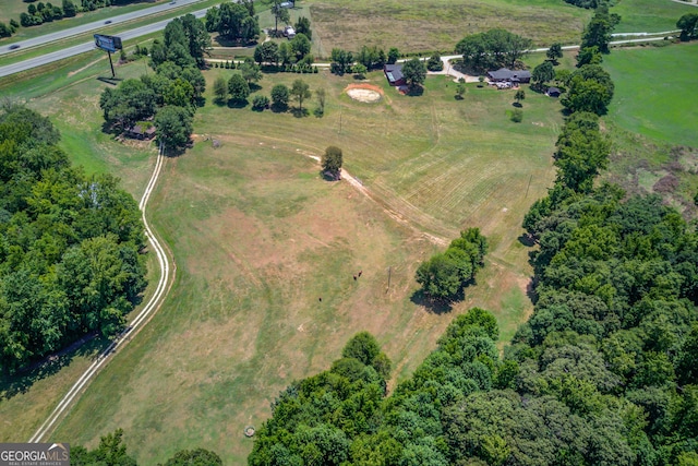 drone / aerial view with a rural view