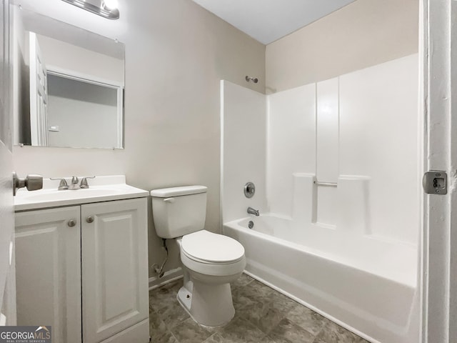 full bathroom featuring toilet, vanity, and shower / bathing tub combination