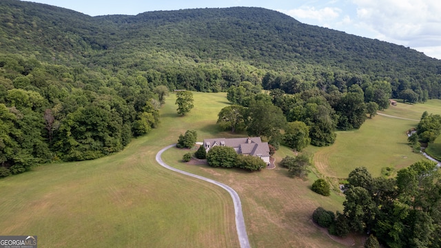 birds eye view of property with a mountain view