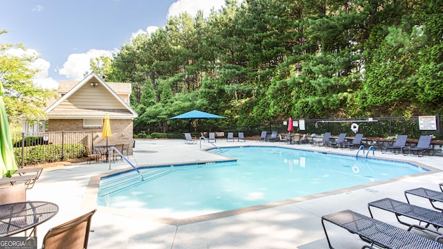 view of pool featuring a patio area