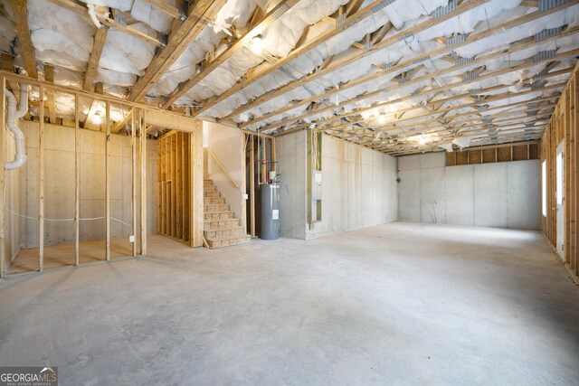 basement with water heater