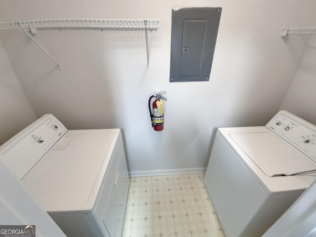 laundry area featuring independent washer and dryer and electric panel