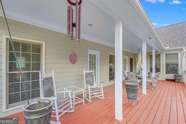 wooden deck with covered porch