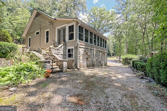 208 Colony Rd, Dillard, GA 30537 - view of front of property featuring stone siding and stairway