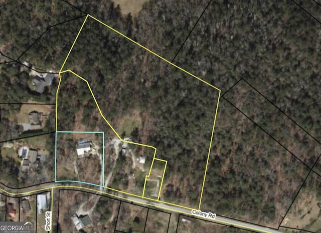 208 Colony Rd, Dillard, GA 30537 - aerial map of property and surrounding area featuring property parcel outlined