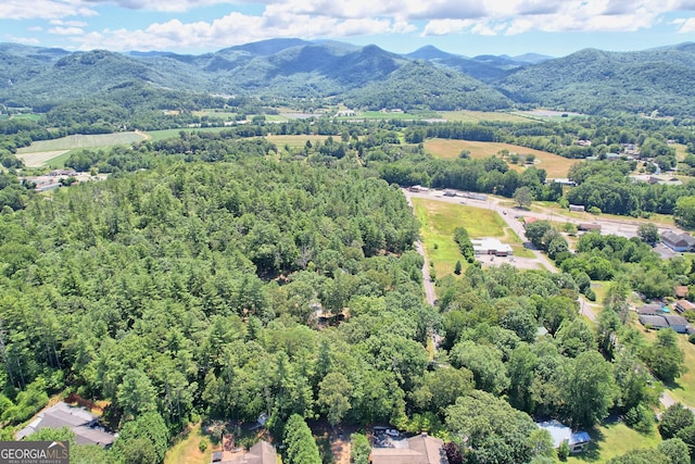 aerial view with a mountain view