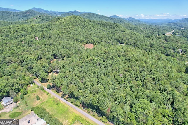 208 Colony Rd, Dillard, GA 30537 - aerial view of property and surrounding area featuring a heavily wooded area and a mountainous background