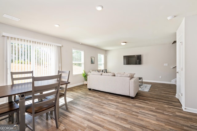 living room with hardwood / wood-style floors