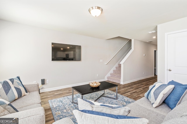 living room featuring hardwood / wood-style flooring