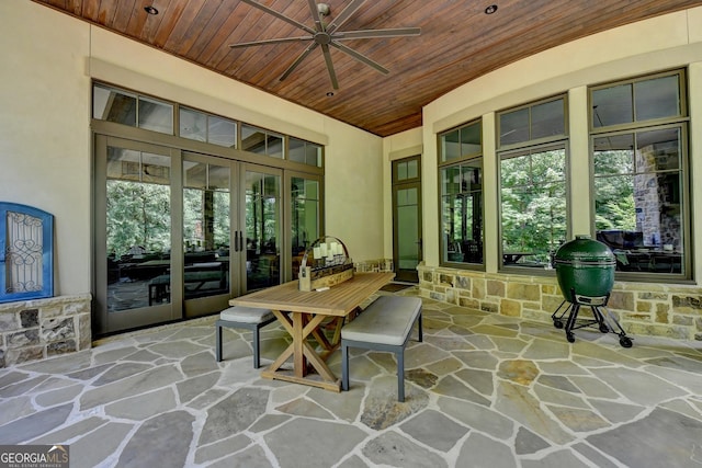 962 Chattooga Trce, Suwanee, GA 30024 - sunroom / solarium with french doors and a ceiling fan