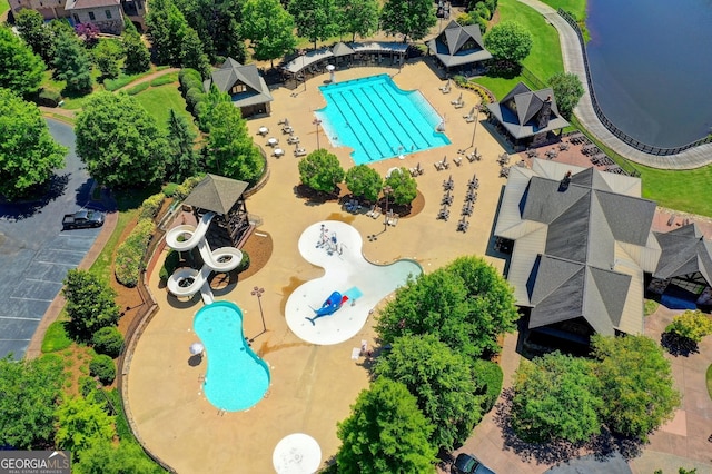 962 Chattooga Trce, Suwanee, GA 30024 - drone / aerial view of a pool