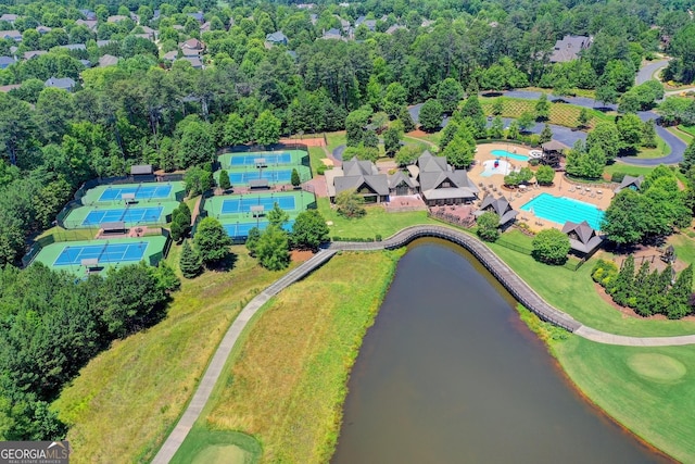 962 Chattooga Trce, Suwanee, GA 30024 - bird's eye view of a nearby body of water and a pool
