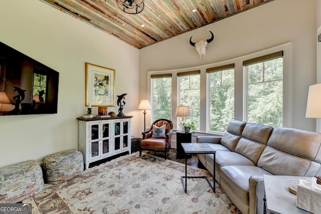962 Chattooga Trce, Suwanee, GA 30024 - living area featuring wood ceiling and wood finished floors