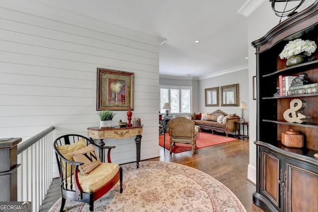 962 Chattooga Trce, Suwanee, GA 30024 - living area featuring ornamental molding and wood finished floors