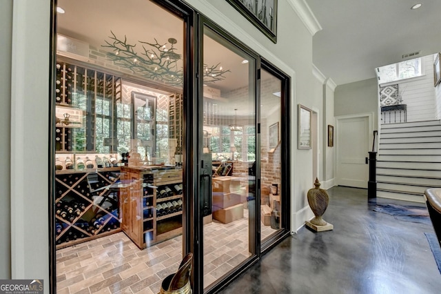 962 Chattooga Trce, Suwanee, GA 30024 - wine room with ornamental molding and baseboards