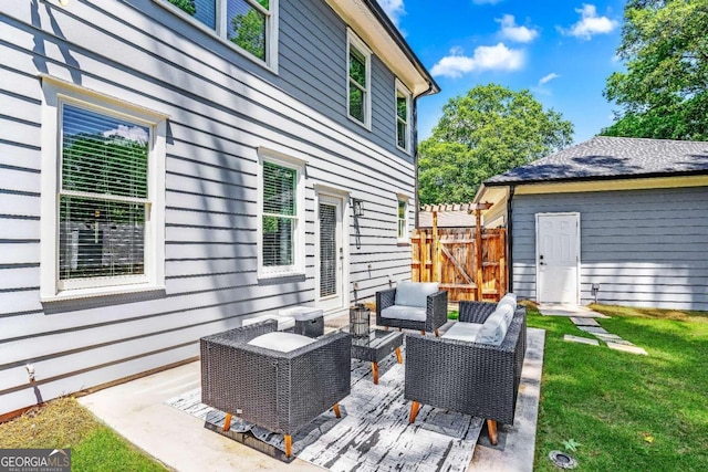 view of patio / terrace with an outdoor living space