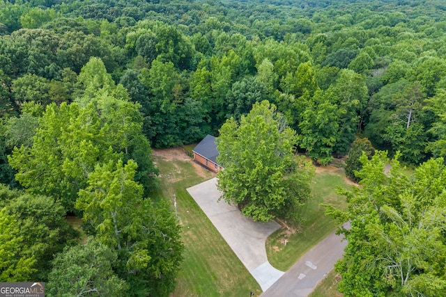 bird's eye view featuring a view of trees