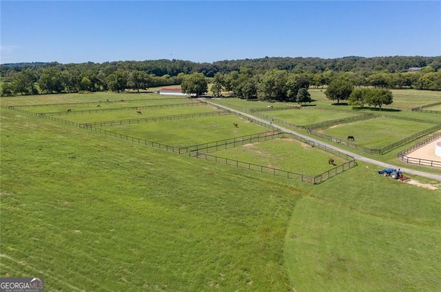 aerial view with a rural view