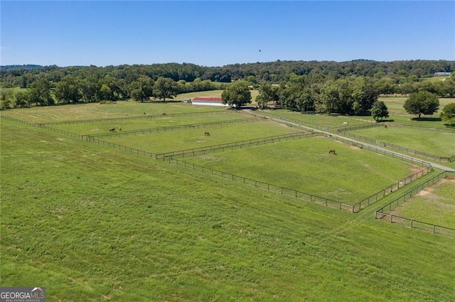 aerial view with a rural view