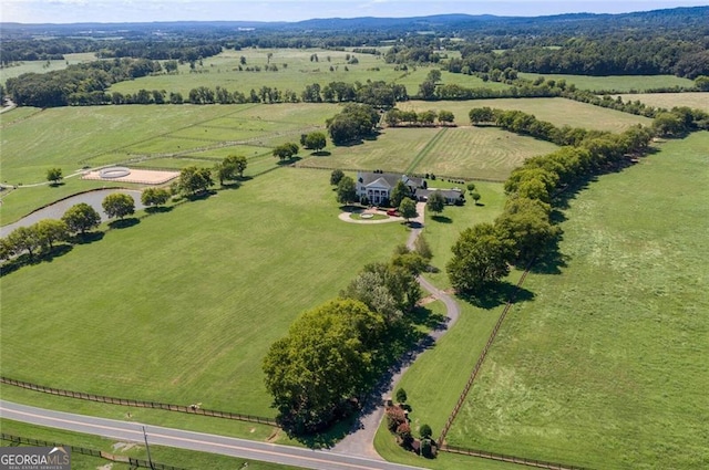 aerial view with a rural view